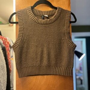 Divided Chocolate Ribbed Knit Sweater